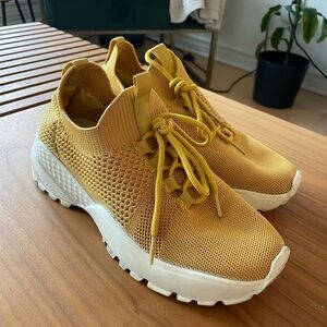 Yellow knit sneakers